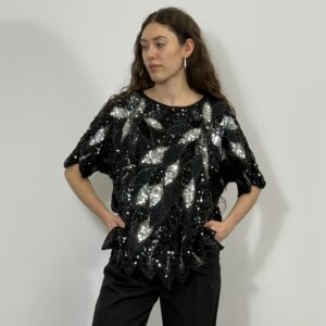 Cekinowa bluzka w srebrne kwiaty