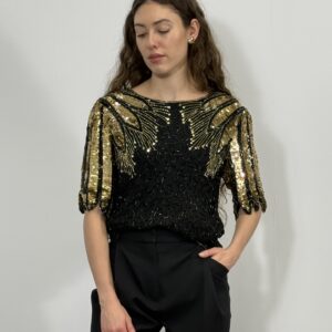 Jedwabna bluzka wyszywana koralikami