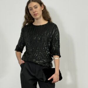 Jedwabna klasyczna bluzka wyszywana koralikami