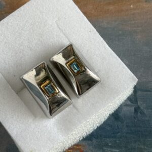 Prostokątne klipsy z niebieskim oczkiem