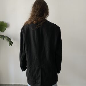 Czarna lniana marynarka oversize - obrazek 3