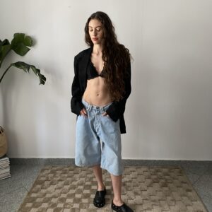 Czarna lniana marynarka oversize - obrazek 4