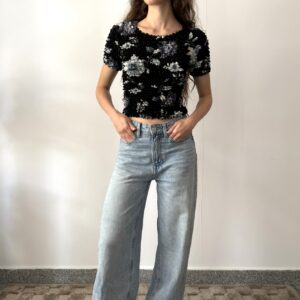 Jedwabny top w kwiaty - obrazek 4