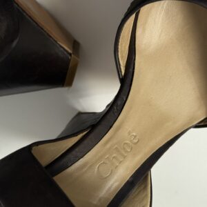 Chloé skórzane buty na ściętej koturnie - obrazek 5