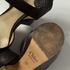 Chloé skórzane buty na ściętej koturnie - obrazek 7