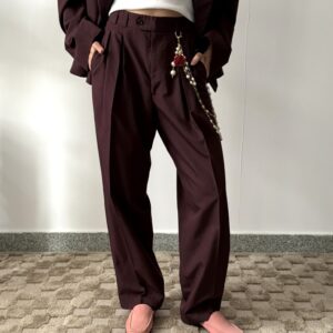 Unikatowy bordowy garnitur oversize - obrazek 5