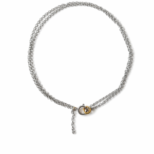 Naszyjnik zapinany z przodu na podwójnym łańcuszku