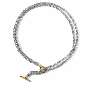 Naszyjnik na podwójnym łańcuszku z złotym zapięciem