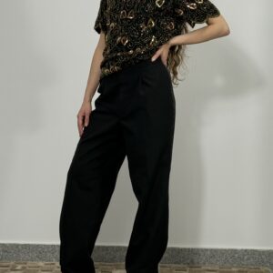 Garniturowe spodnie w kantke z satynowym lampasem