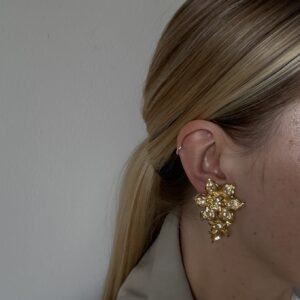 Efektowne klipsy kwiaty zdobione cyrkoniami