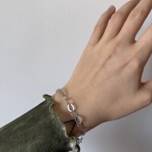 Bransoletka ze srebra duże oczka